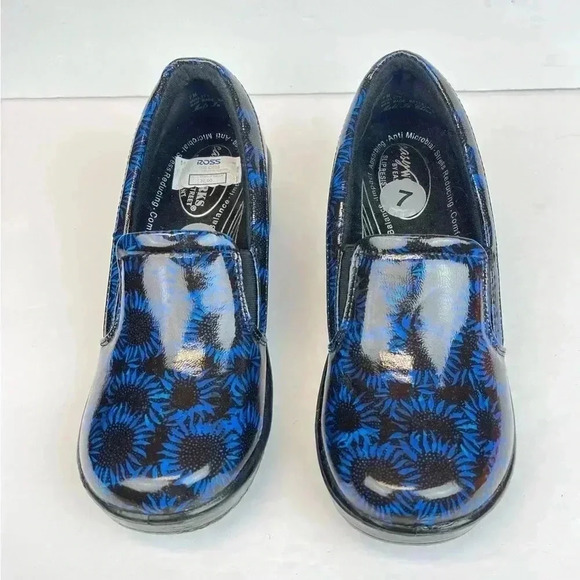 Easy Works by Easy Street Leeza Navy Midnight Sunflower Slip on Clogs Size 7 - Picture 3 of 7